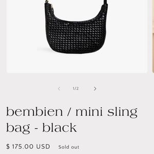 Final reduction. Brand new with tags Bembien mini sling in black